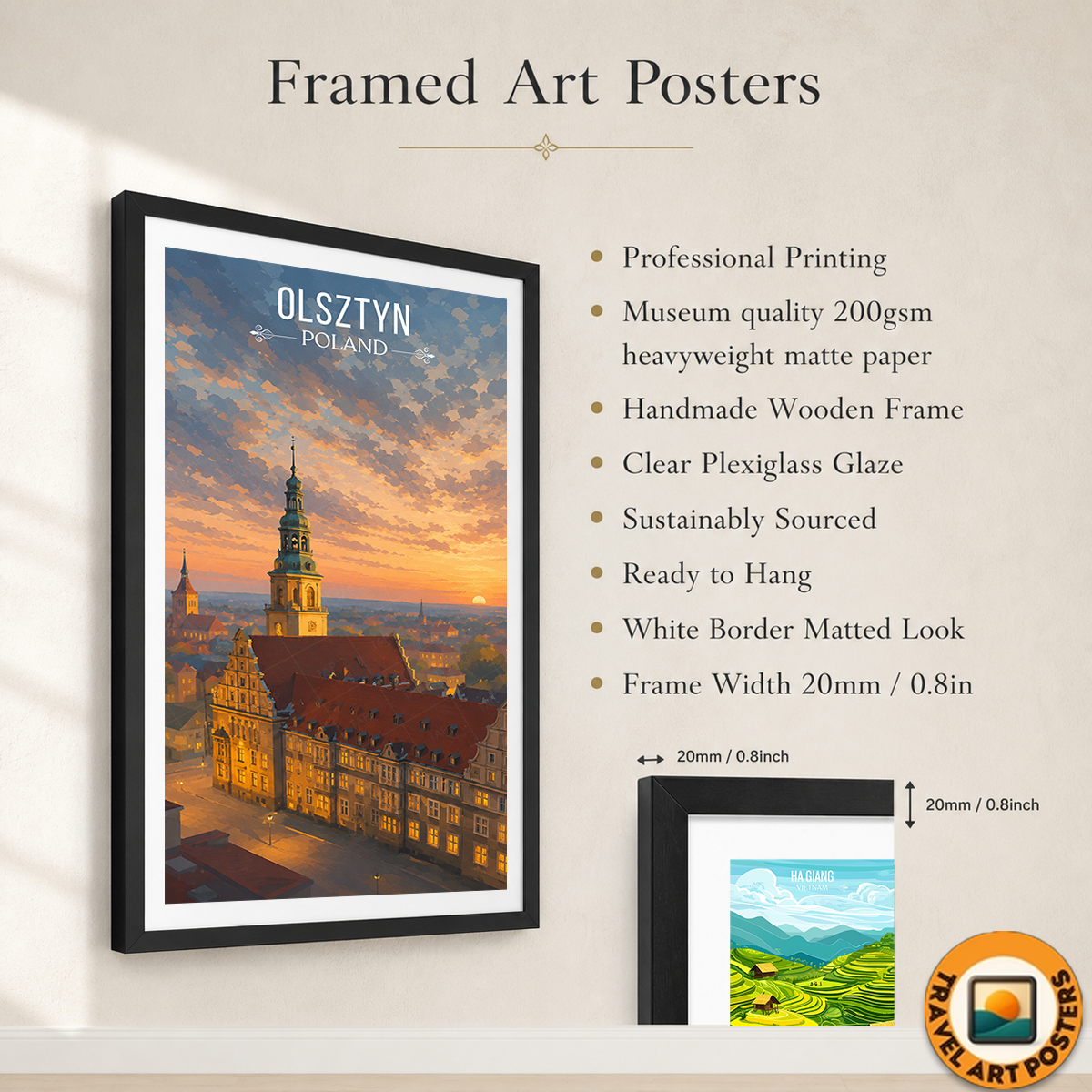 Olsztyn - Poland - Travel Poster Vintage Style Wall Art Print