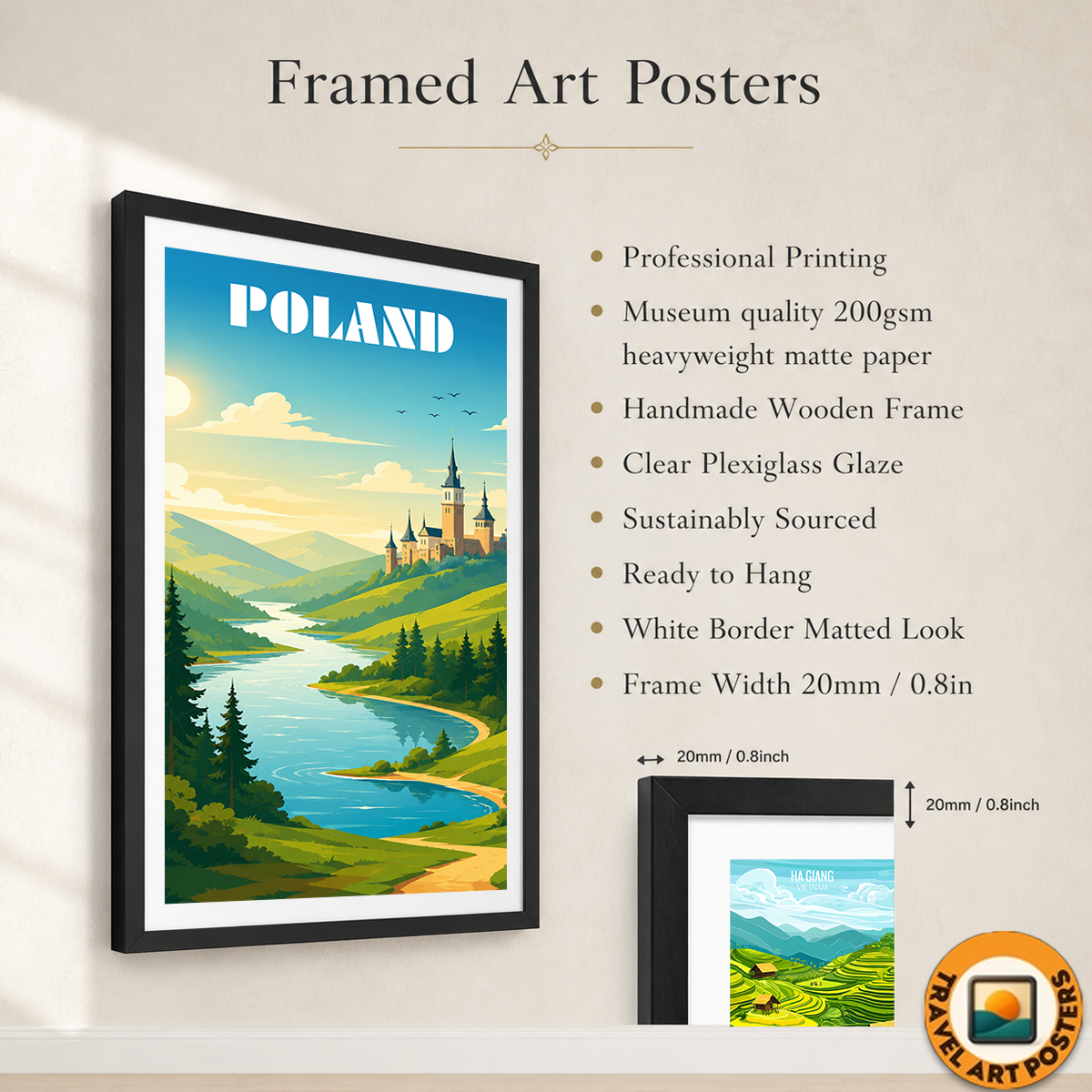 Poland - Travel Poster Vintage Style Wall Art Print
