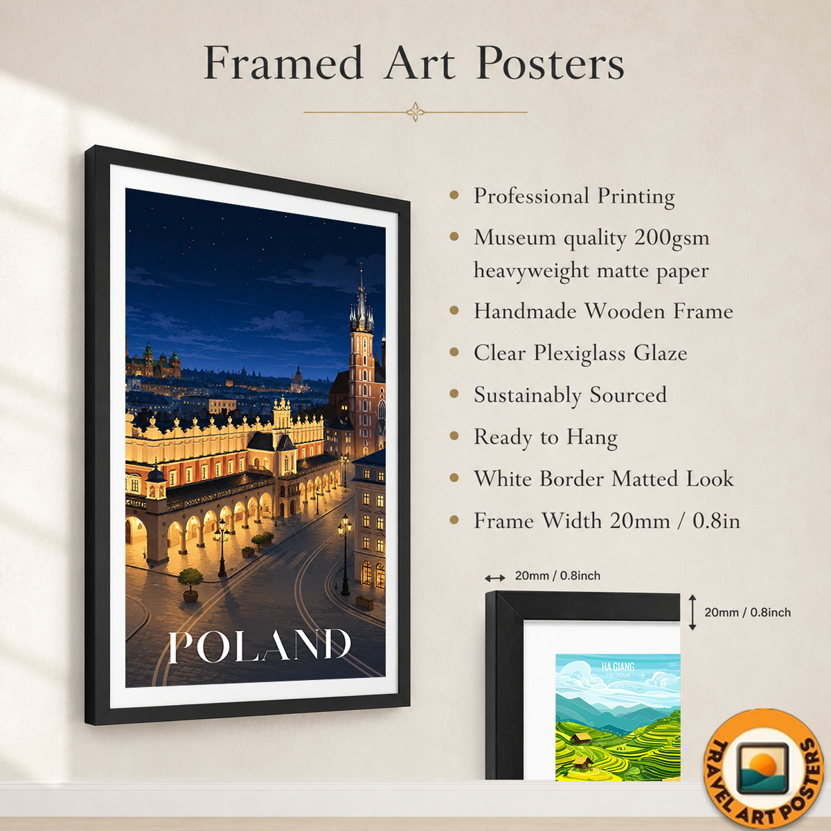 Poland - Travel Poster Vintage Style Wall Art Print