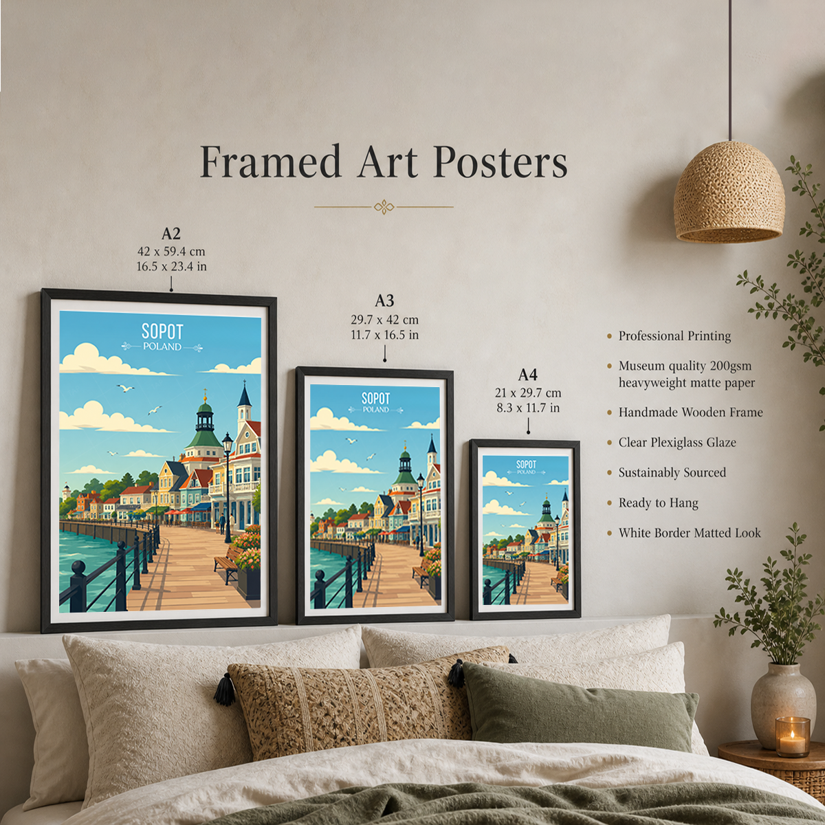 Sopot - Poland - Travel Poster Vintage Style Wall Art Print