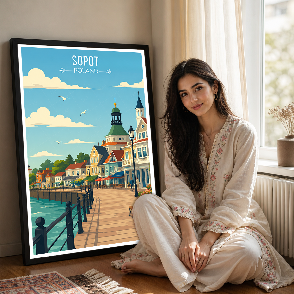 Sopot - Poland - Travel Poster Vintage Style Wall Art Print