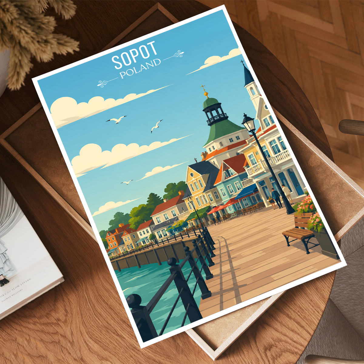 Sopot - Poland - Travel Poster Vintage Style Wall Art Print