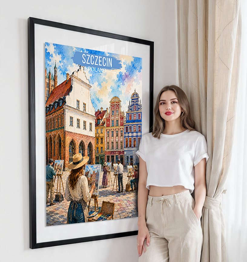 Szczecin - Poland - Travel Poster Vintage Style Wall Art Print