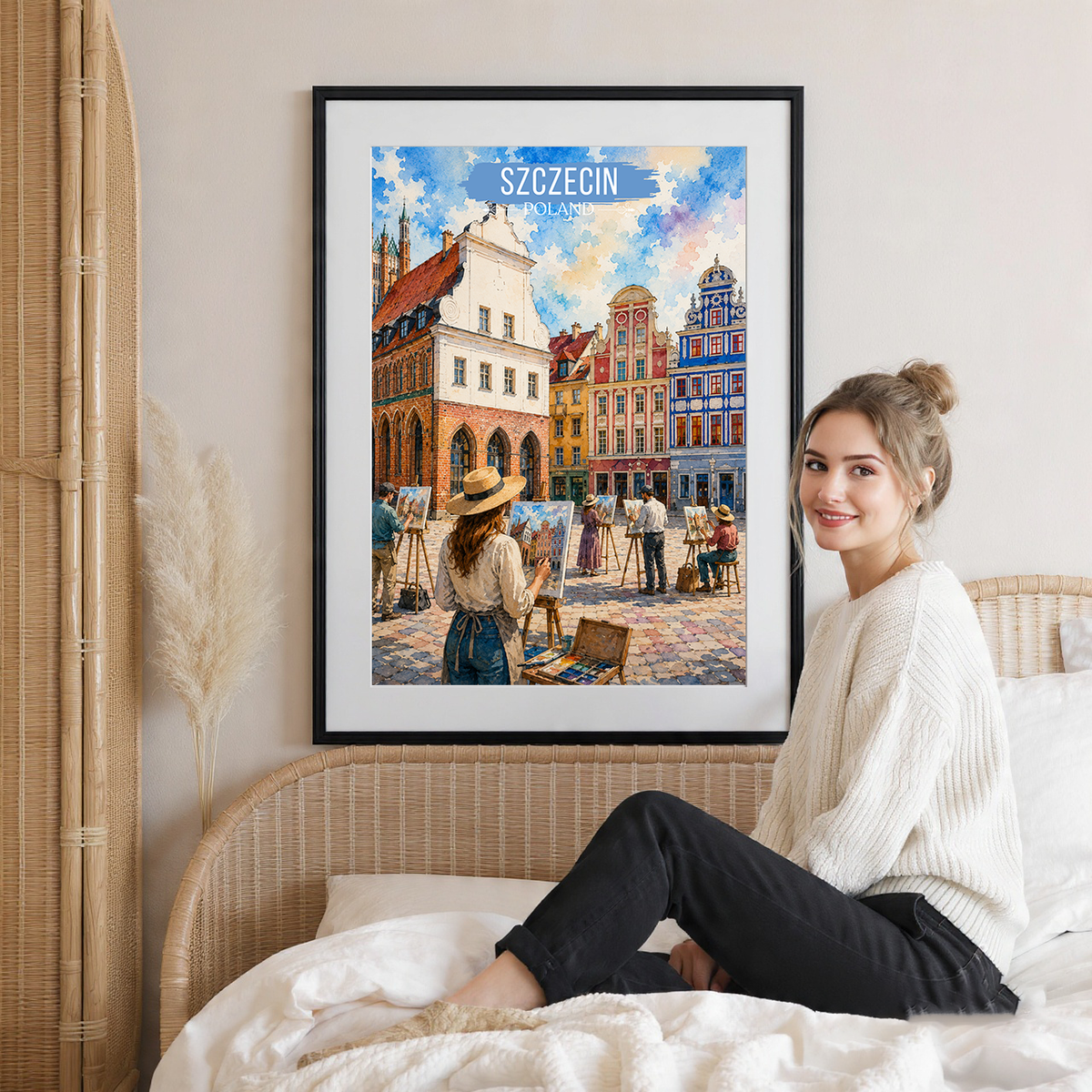 Szczecin - Poland - Travel Poster Vintage Style Wall Art Print
