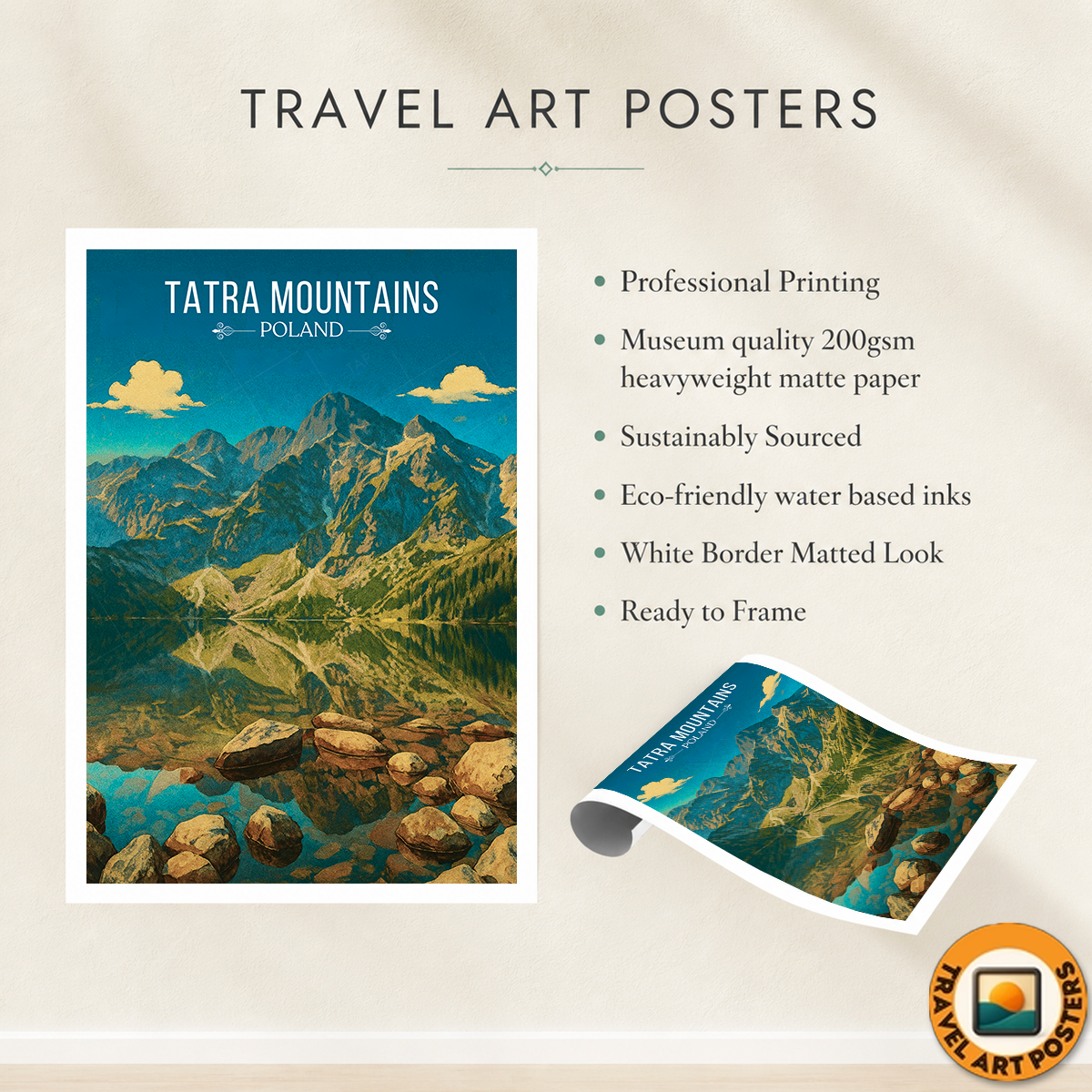 Tatra Mountains - Poland - Travel Poster Vintage Style Wall Art Print