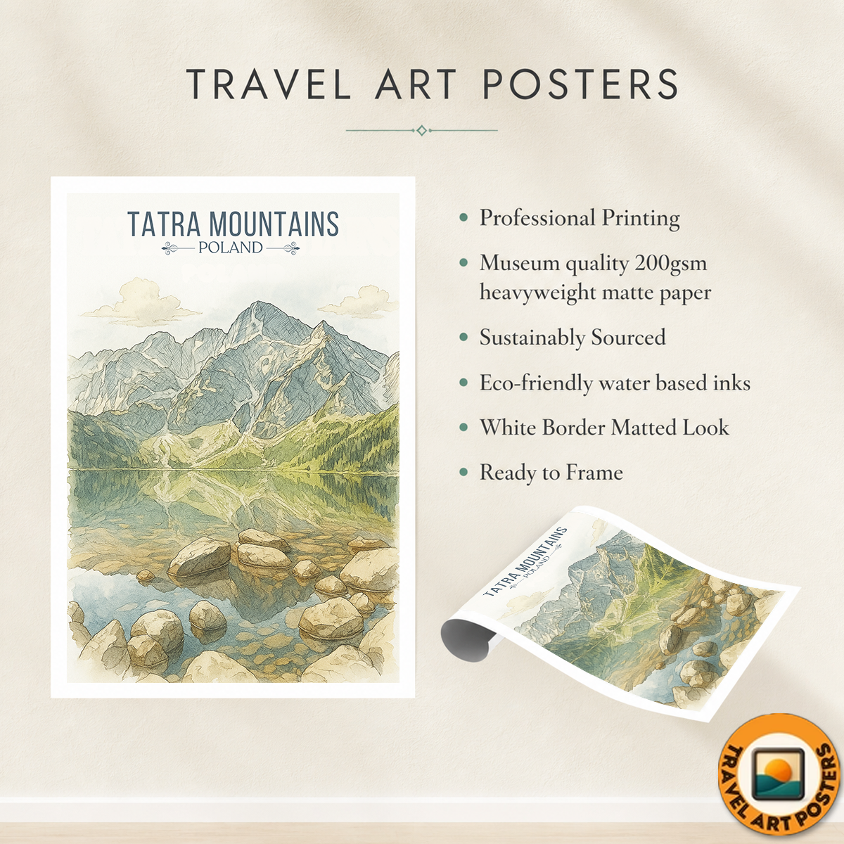 Tatra Mountains - Poland - Travel Poster Vintage Style Wall Art Print