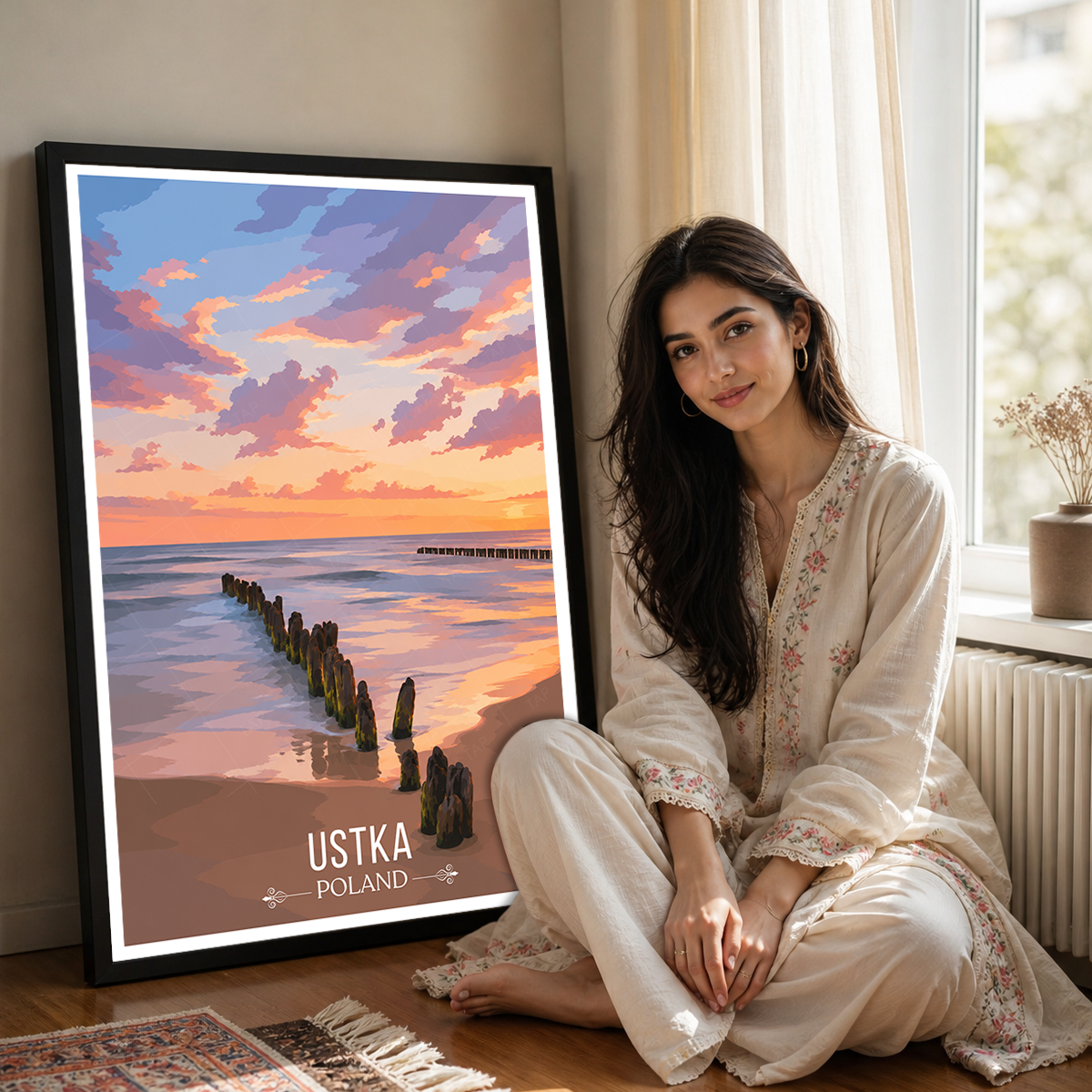 Ustka - Poland - Travel Poster Vintage Style Wall Art Print