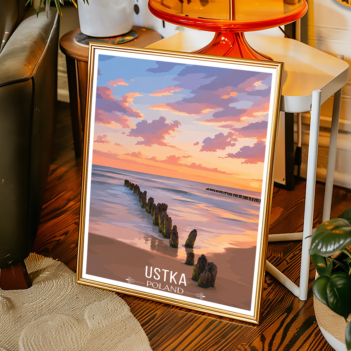 Ustka - Poland - Travel Poster Vintage Style Wall Art Print