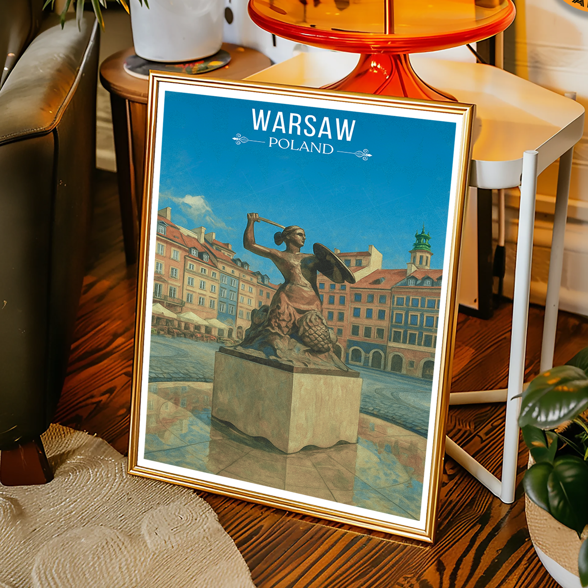 Warsa - Poland - Travel Poster Vintage Style Wall Art Print