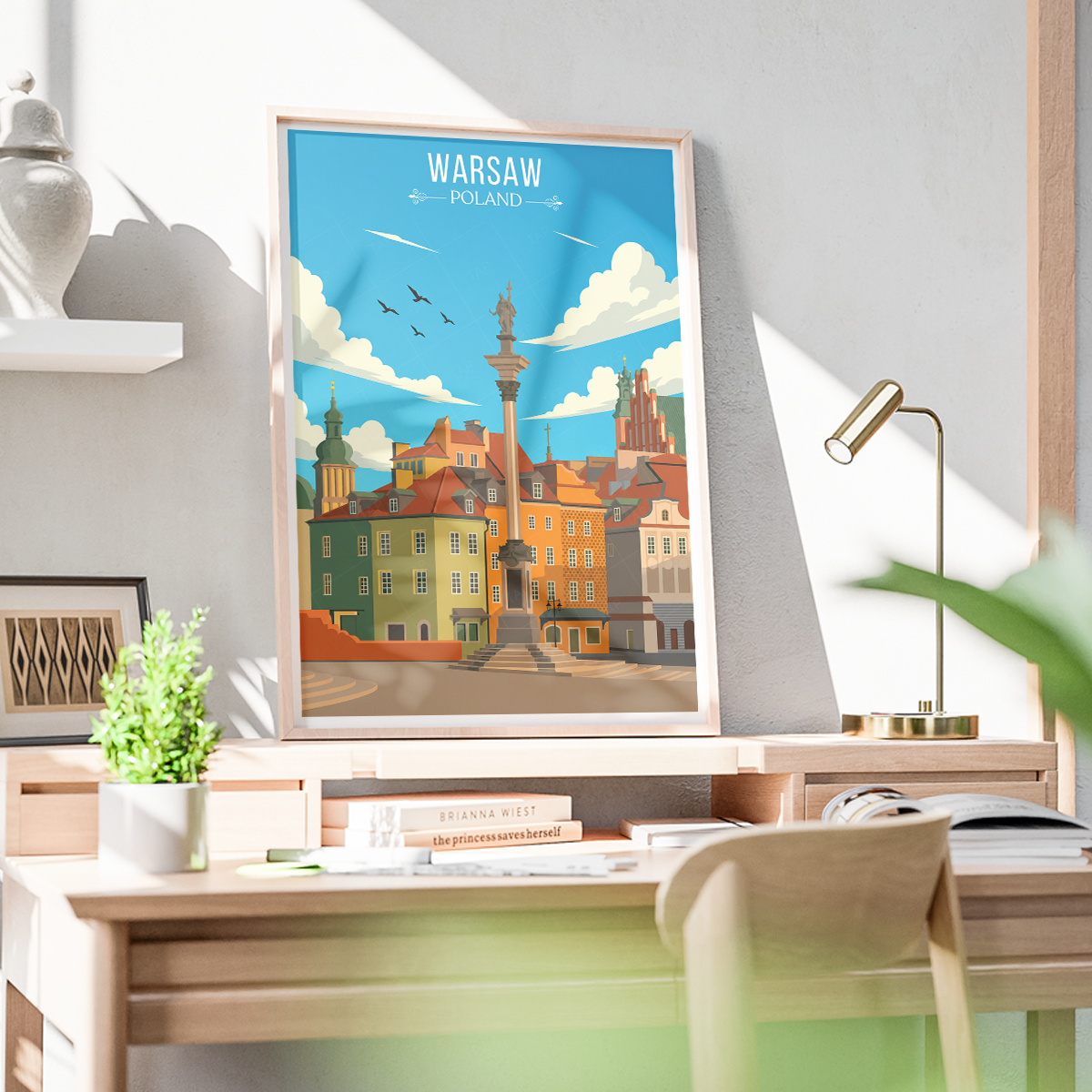 Warsaw - Poland - Travel Poster Vintage Style Wall Art Print