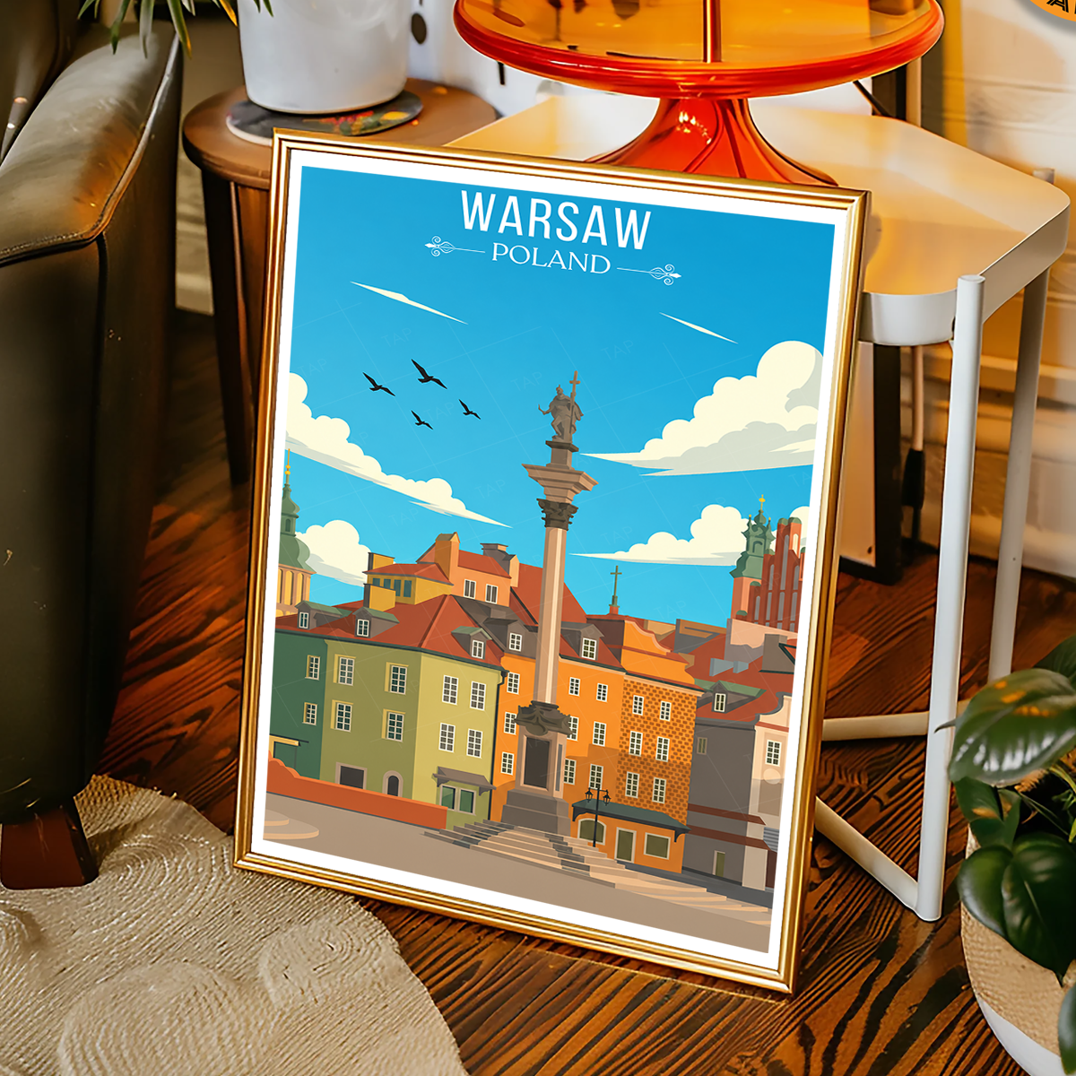 Warsaw - Poland - Travel Poster Vintage Style Wall Art Print