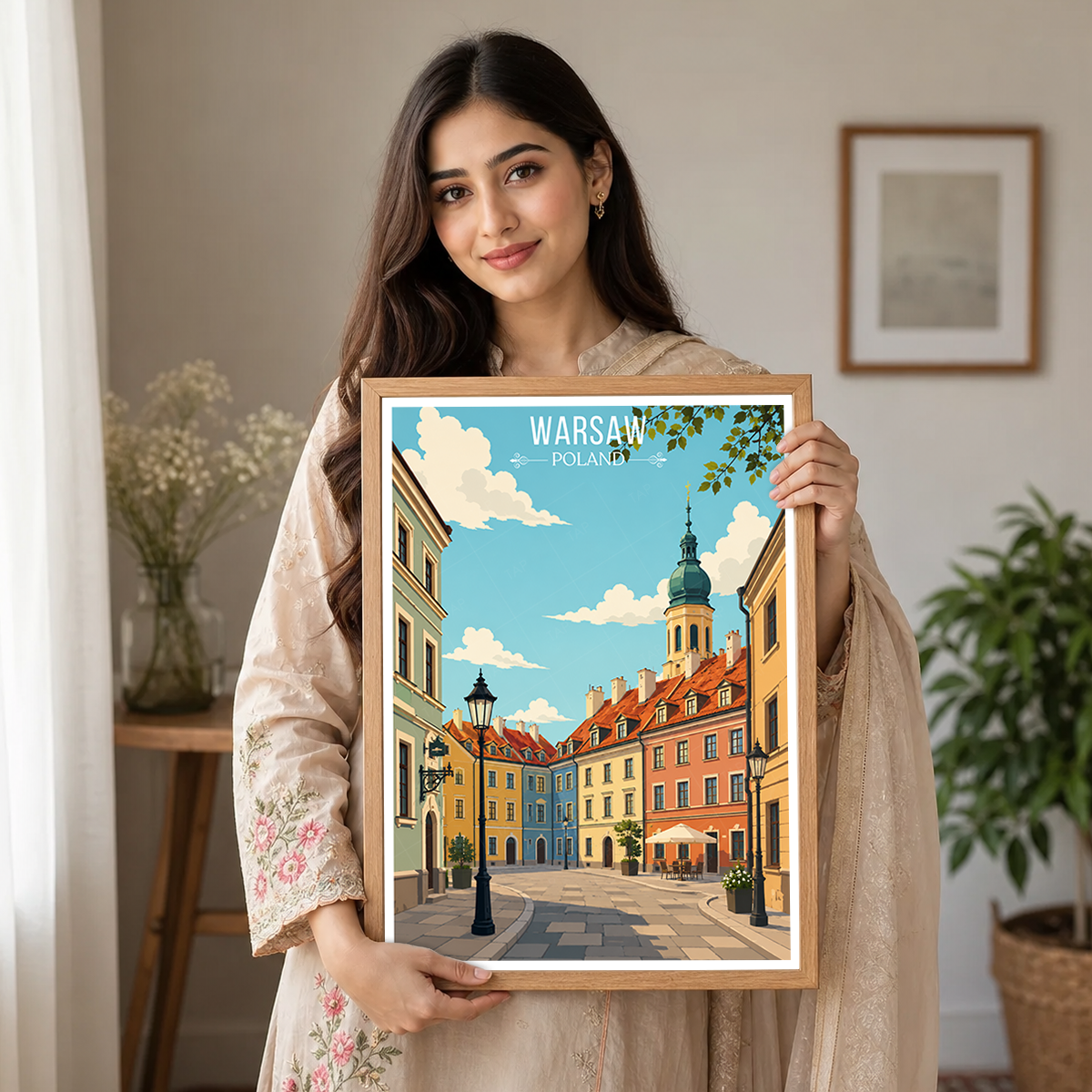 Warsaw - Poland - Travel Poster Vintage Style Wall Art Print
