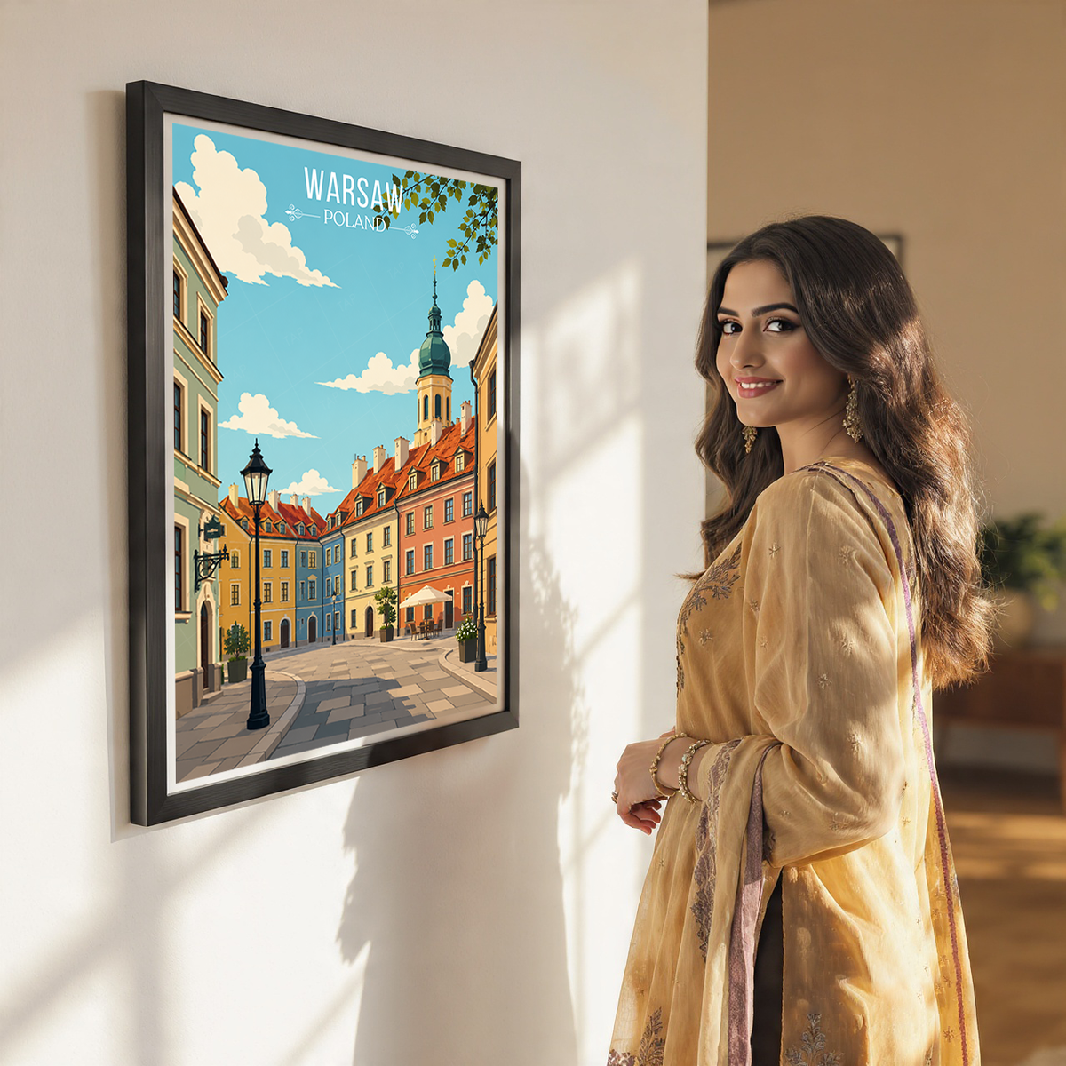 Warsaw - Poland - Travel Poster Vintage Style Wall Art Print