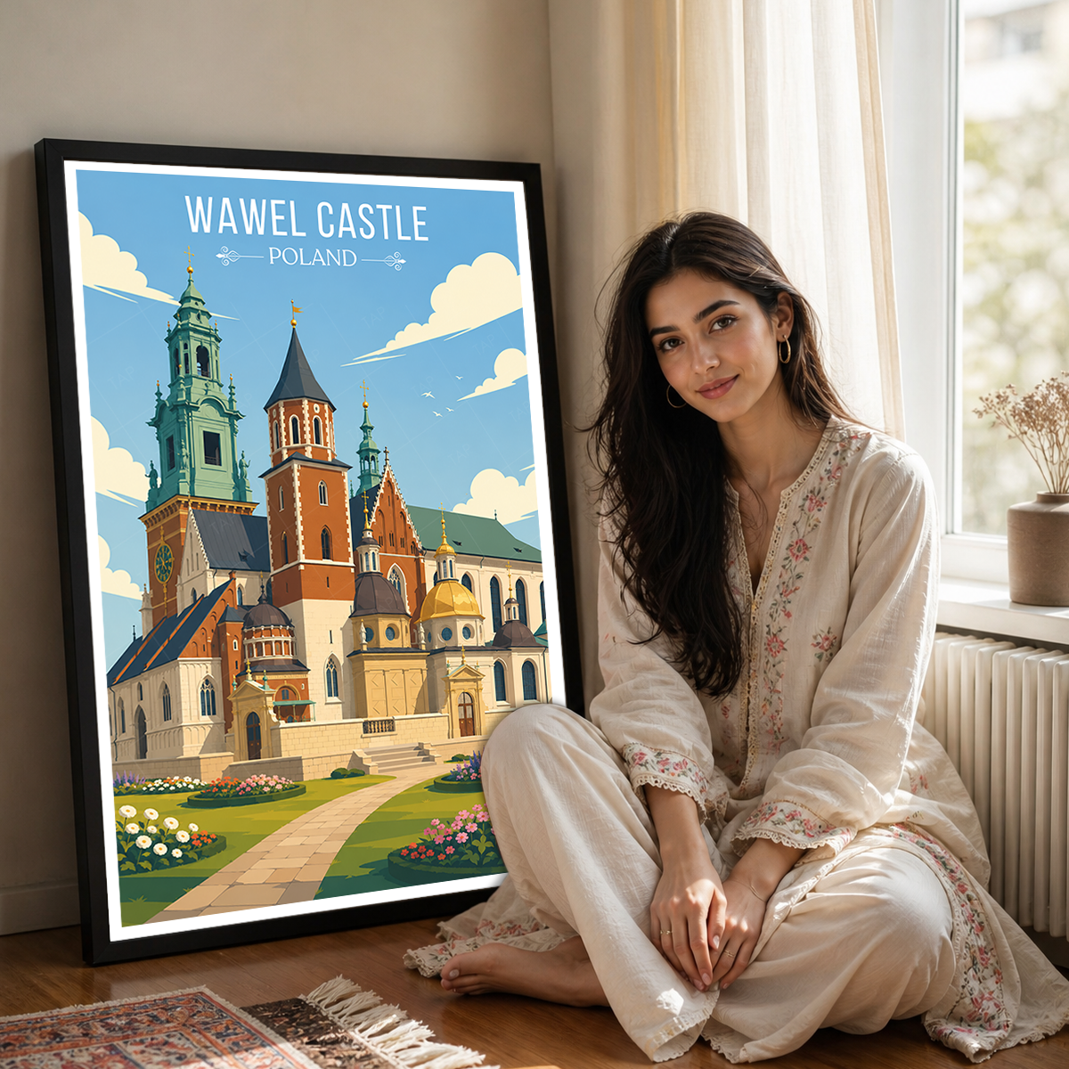 Wawel Castle - Poland - Travel Poster Vintage Style Wall Art Print
