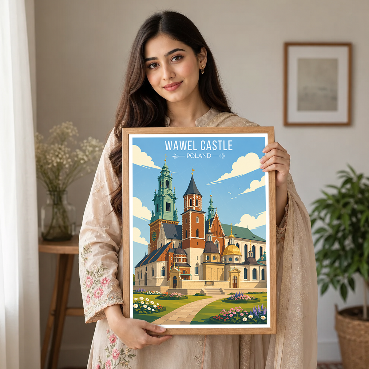 Wawel Castle - Poland - Travel Poster Vintage Style Wall Art Print