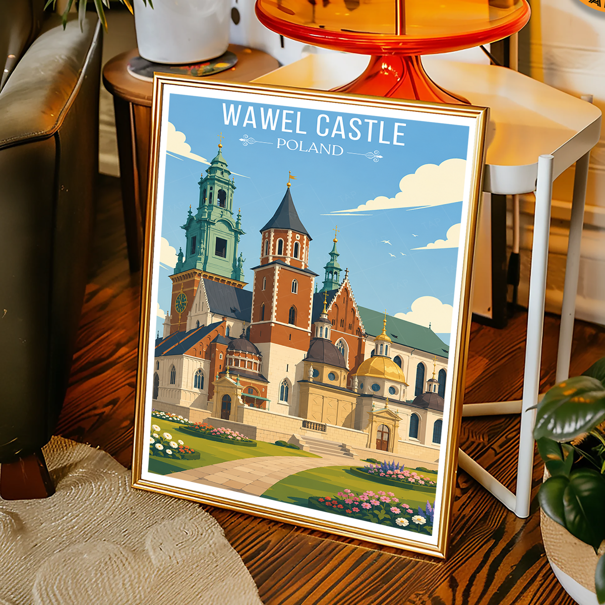 Wawel Castle - Poland - Travel Poster Vintage Style Wall Art Print