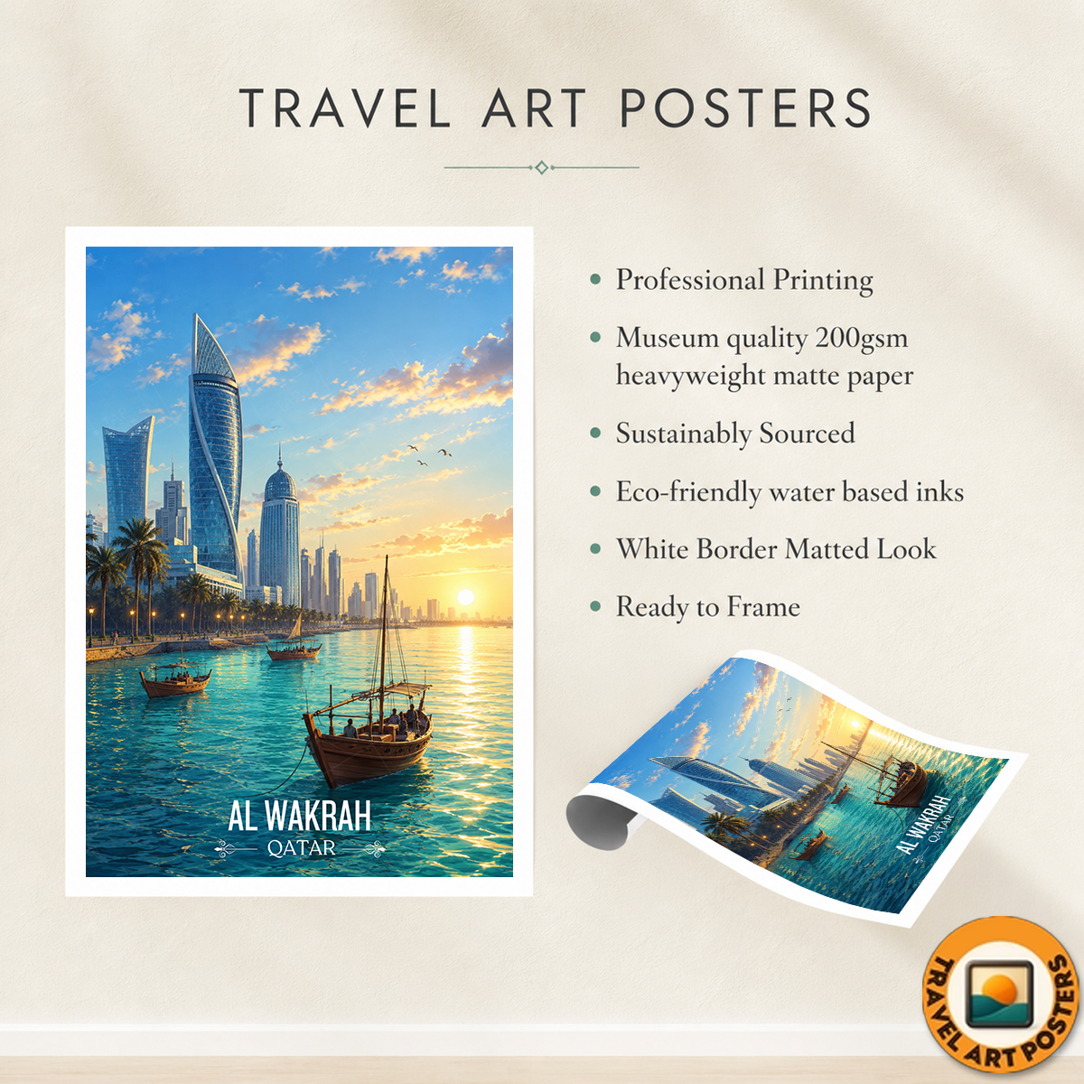 Al Wakrah - Qatar - Travel Wall Art Deco Poster Print - Art Print - Travel Art Poster