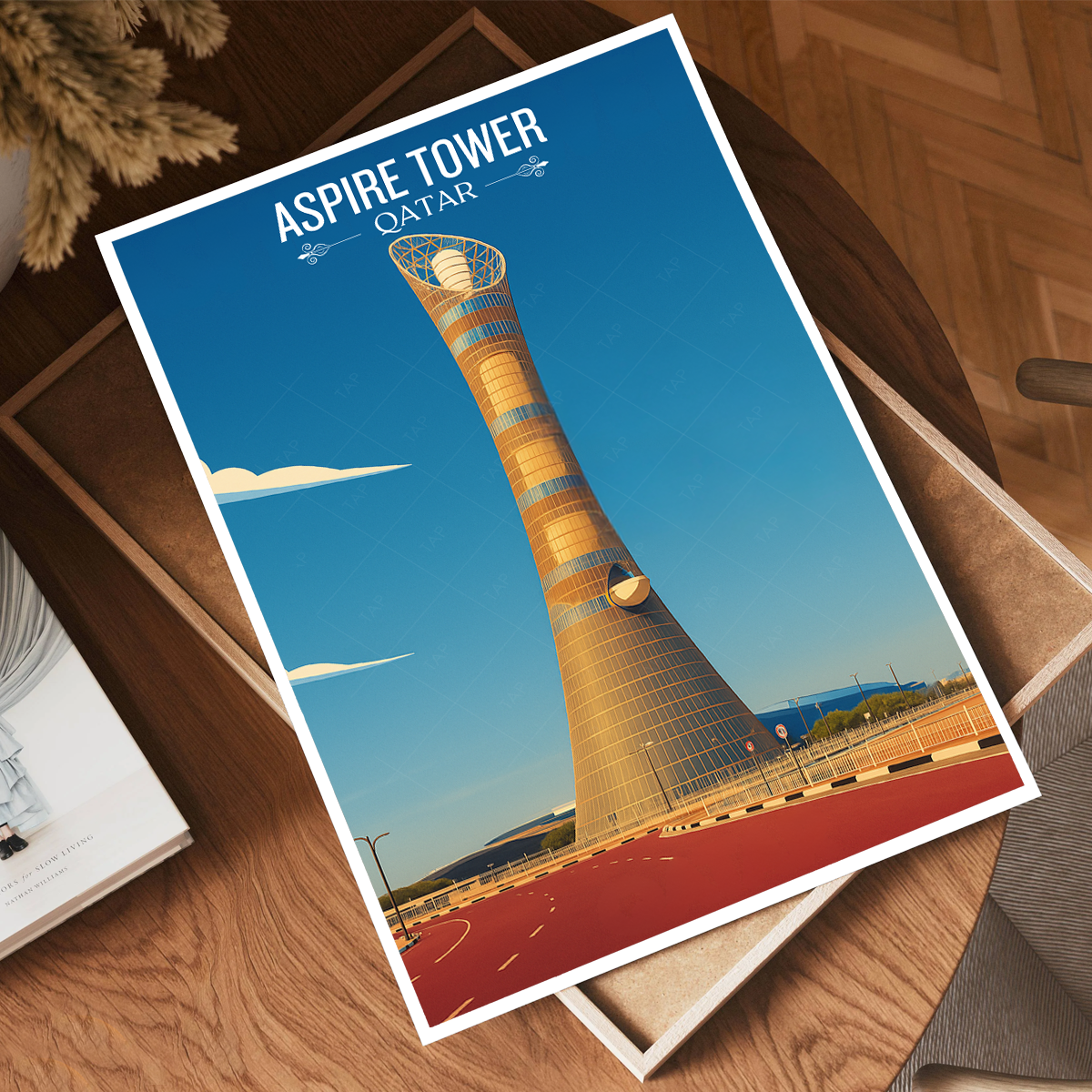 Aspire Tower - Qatar - Travel Wall Art Deco Poster Print - Art Print - Travel Art Poster
