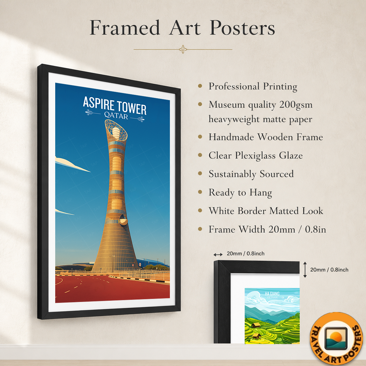 Aspire Tower - Qatar - Travel Wall Art Deco Poster Print - Art Print - Travel Art Poster