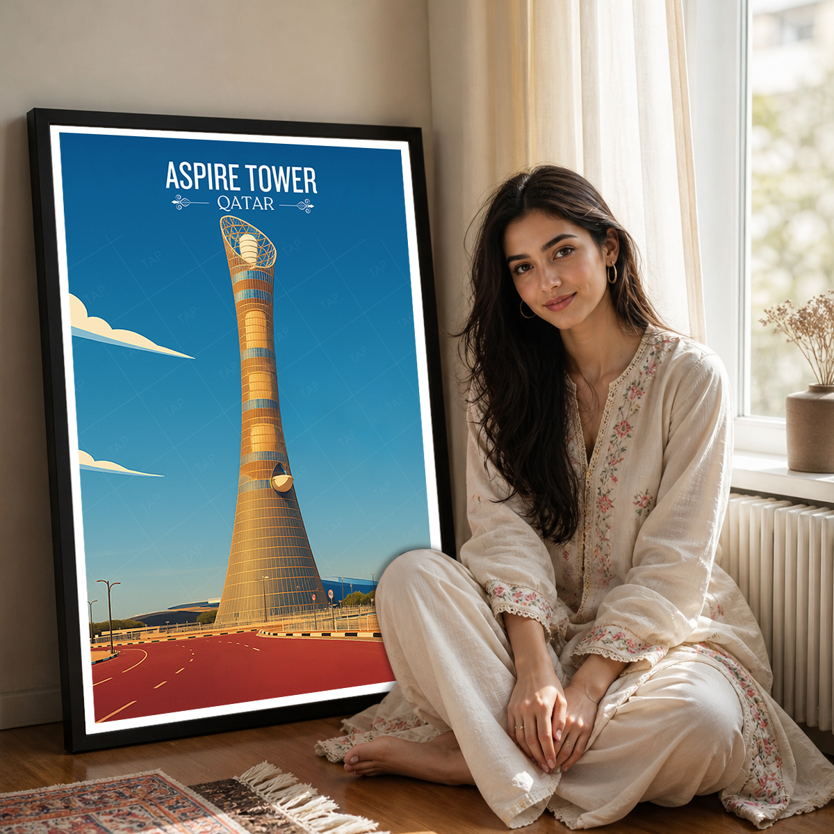 Aspire Tower - Qatar - Travel Wall Art Deco Poster Print - Art Print - Travel Art Poster