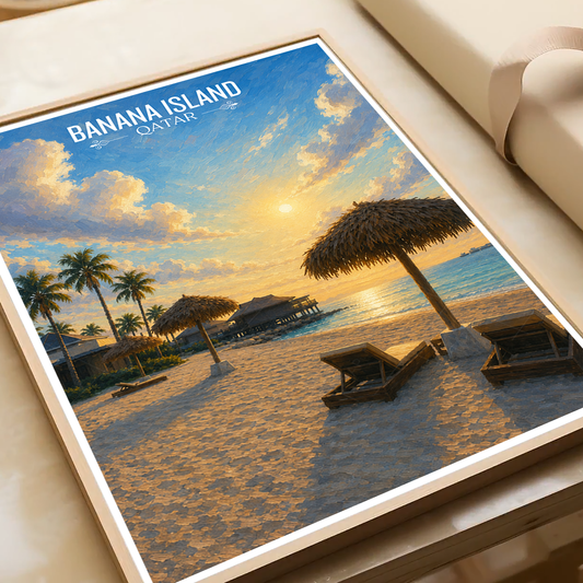 Banana Island - Qatar - Travel Wall Art Deco Poster Print - Art Print - Travel Art Poster