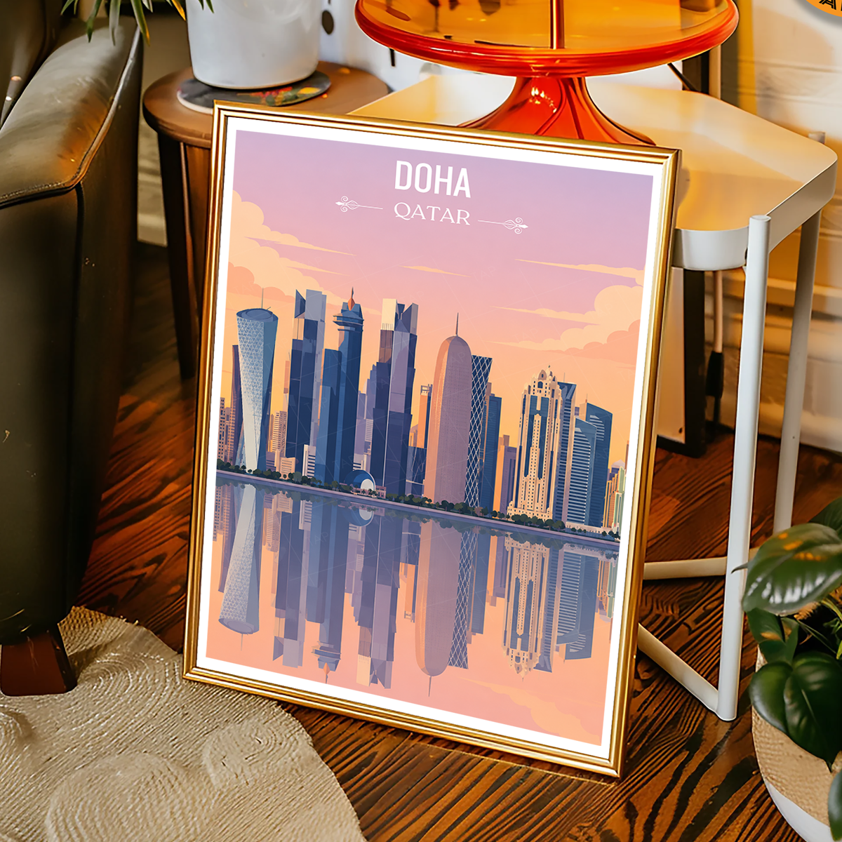 Doha - Qatar - Travel Wall Art Deco Poster Print - Art Print - Travel Art Poster
