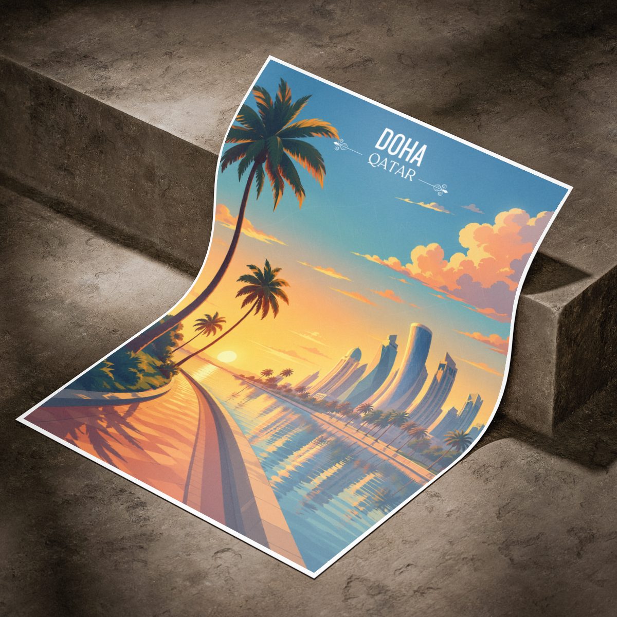 Doha - Qatar - Travel Wall Art Deco Poster Print - Art Print - Travel Art Poster