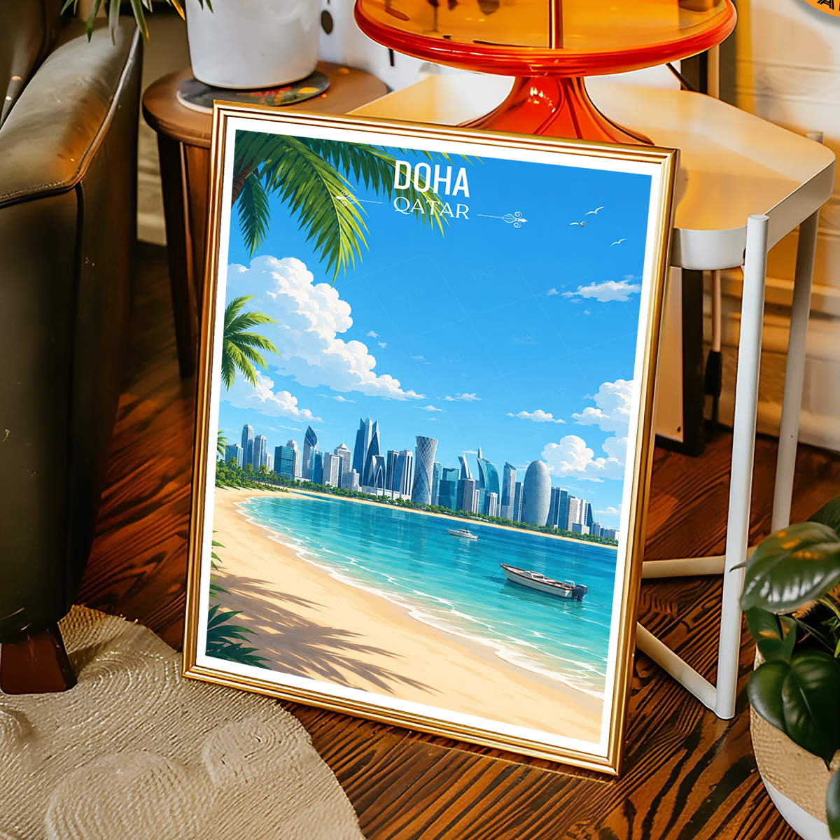 Doha - Qatar - Travel Wall Art Deco Poster Print - Art Print - Travel Art Poster