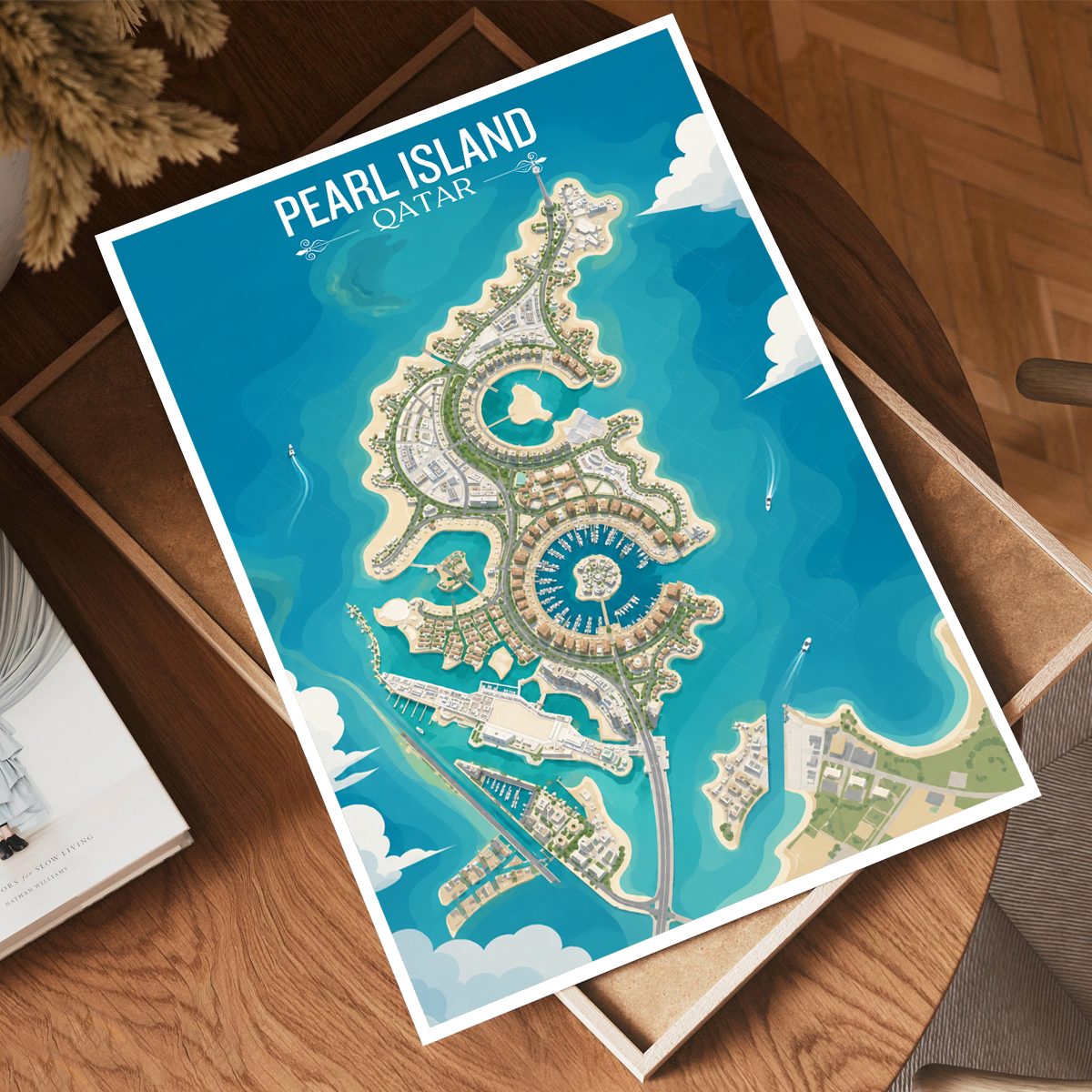 Pearl Island - Qatar - Travel Wall Art Deco Poster Print - Art Print - Travel Art Poster