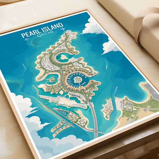 Pearl Island - Qatar - Travel Wall Art Deco Poster Print - Art Print - Travel Art Poster