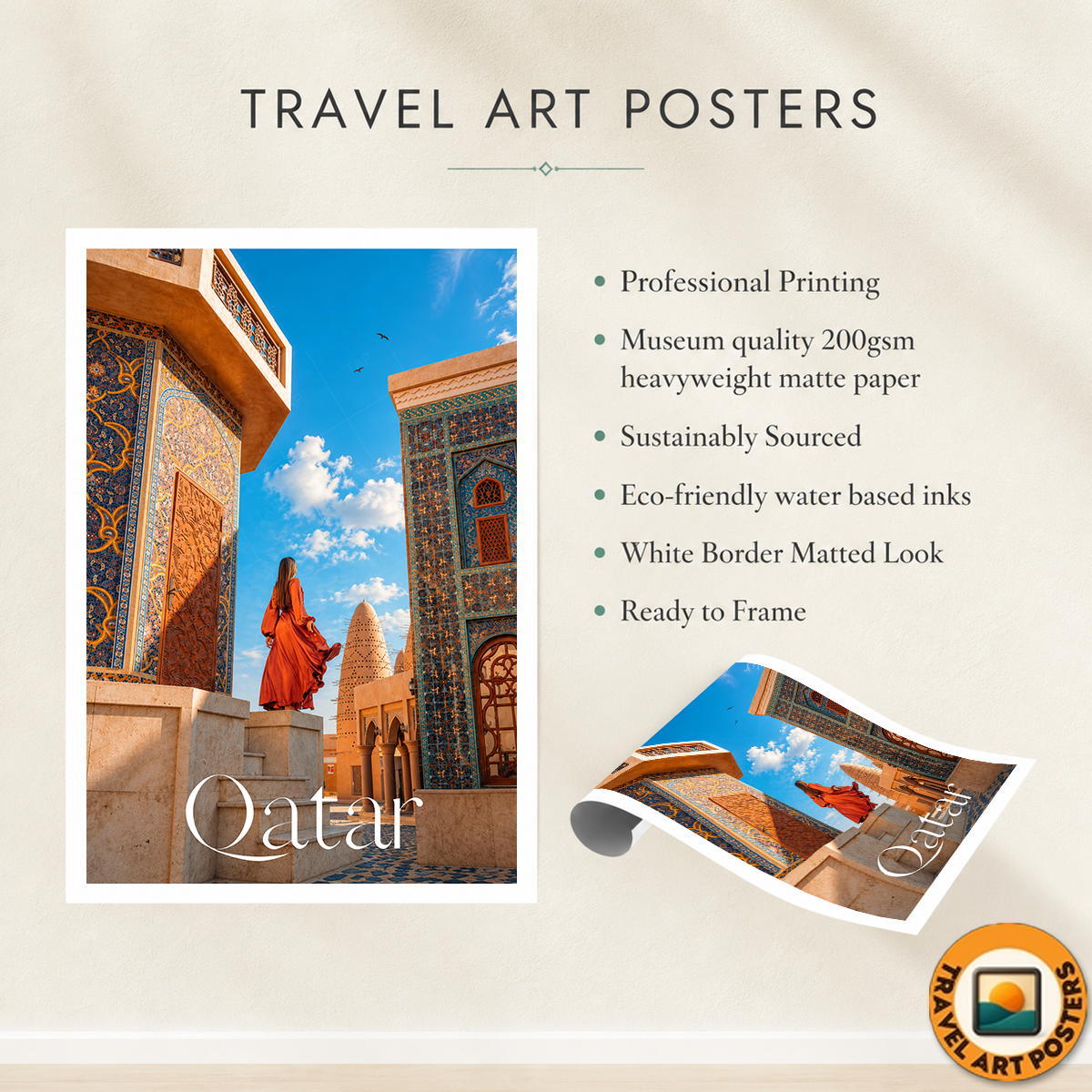Qatar - Travel Wall Art Deco Poster Print - Art Print - Travel Art Poster