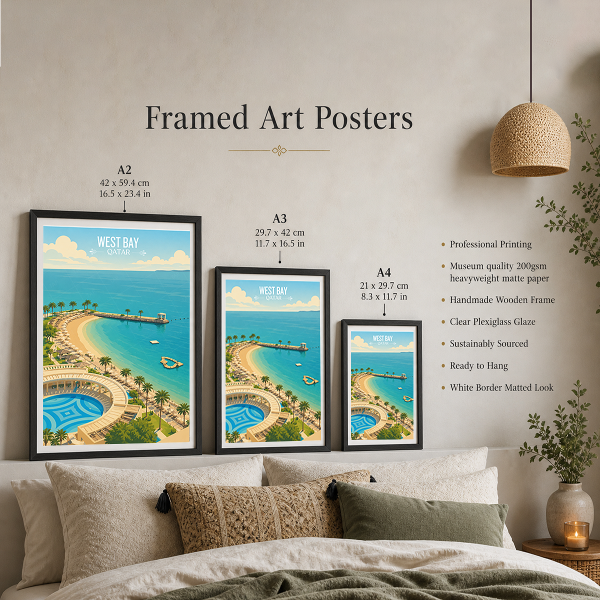West Bay - Qatar - Travel Wall Art Deco Poster Print