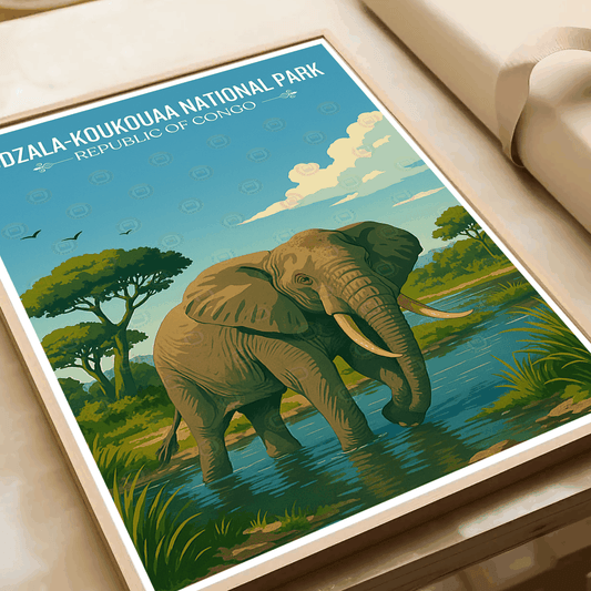 Odzala National Park travel poster – artwork presentation view 2