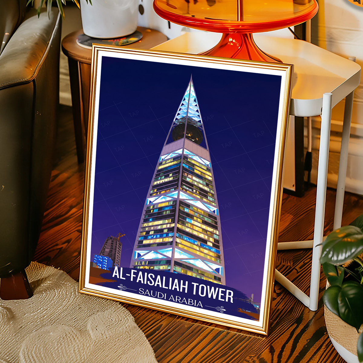 Al-Faisaliah Tower - Saudi Arabia - Travel Wall Art Deco Poster Print