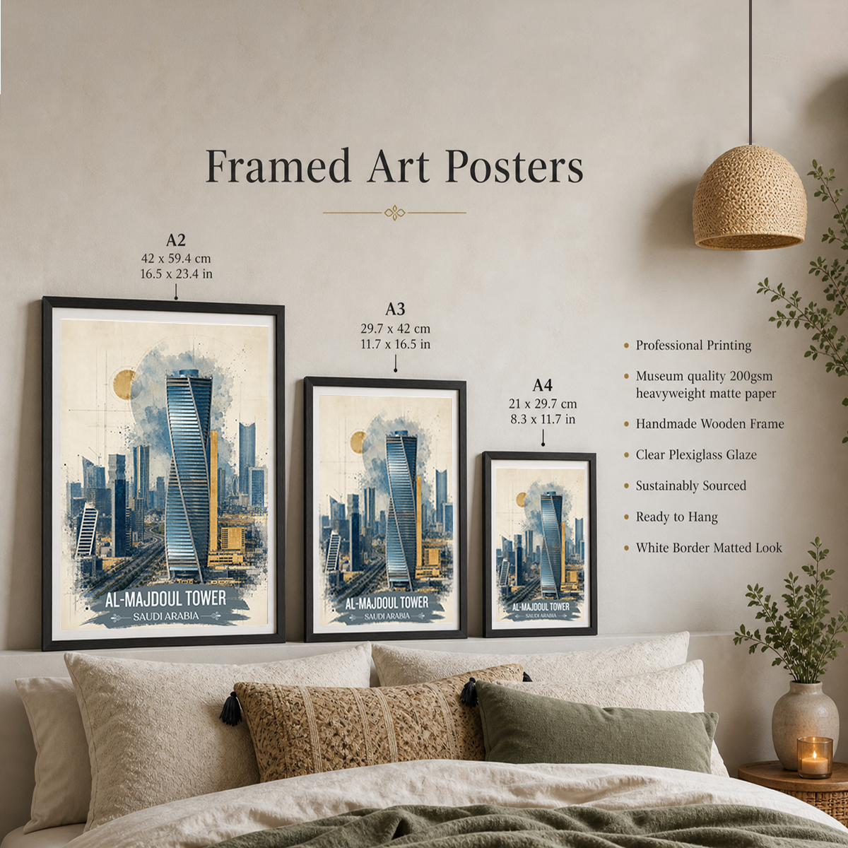 Al-Majdoul Tower - Saudi Arabia - Travel Wall Art Deco Poster Print