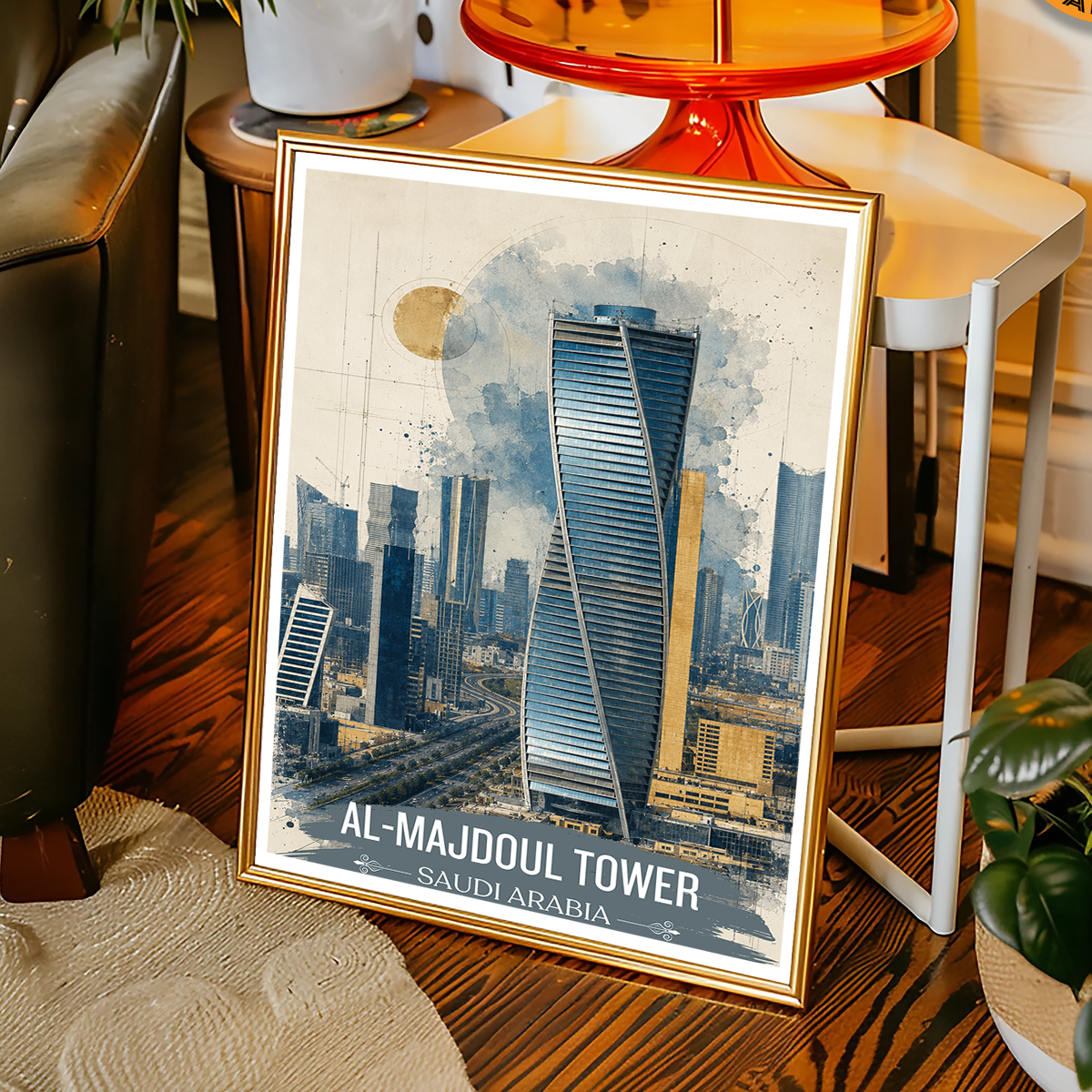 Al-Majdoul Tower - Saudi Arabia - Travel Wall Art Deco Poster Print