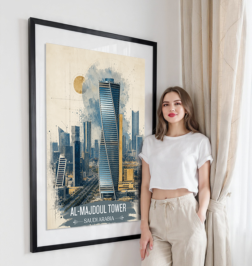 Al-Majdoul Tower - Saudi Arabia - Travel Wall Art Deco Poster Print