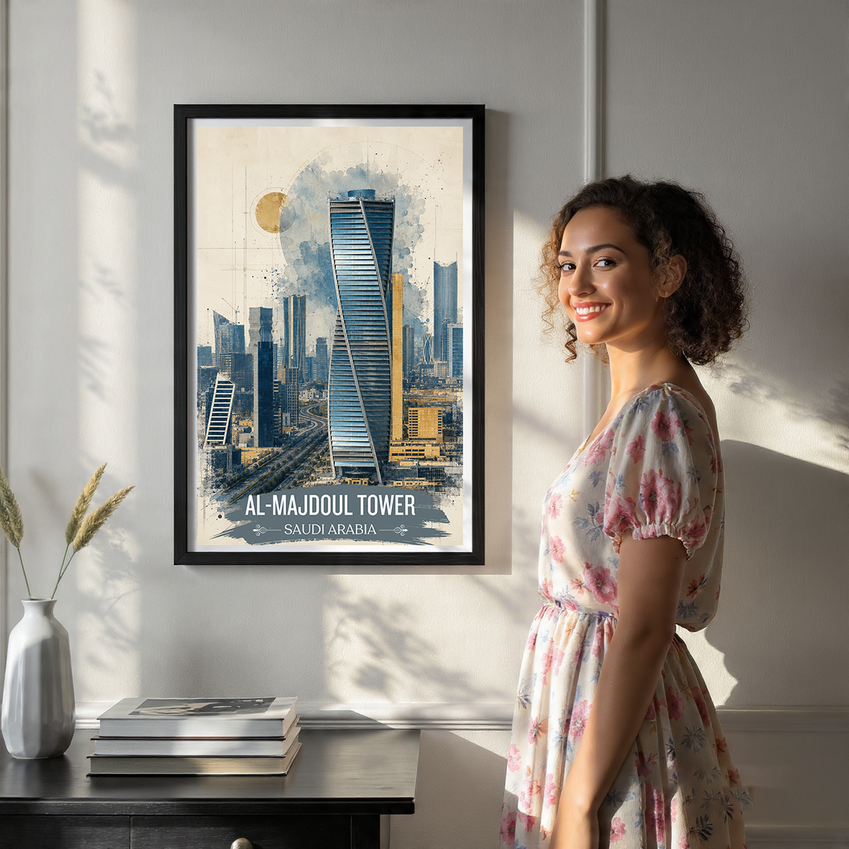 Al-Majdoul Tower - Saudi Arabia - Travel Wall Art Deco Poster Print