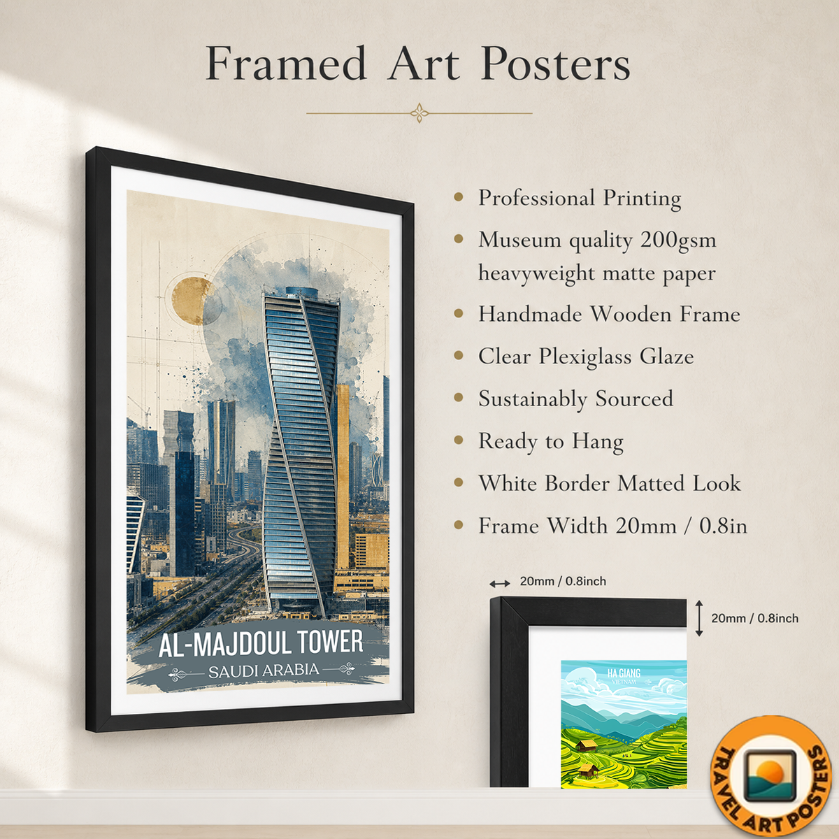 Al-Majdoul Tower - Saudi Arabia - Travel Wall Art Deco Poster Print