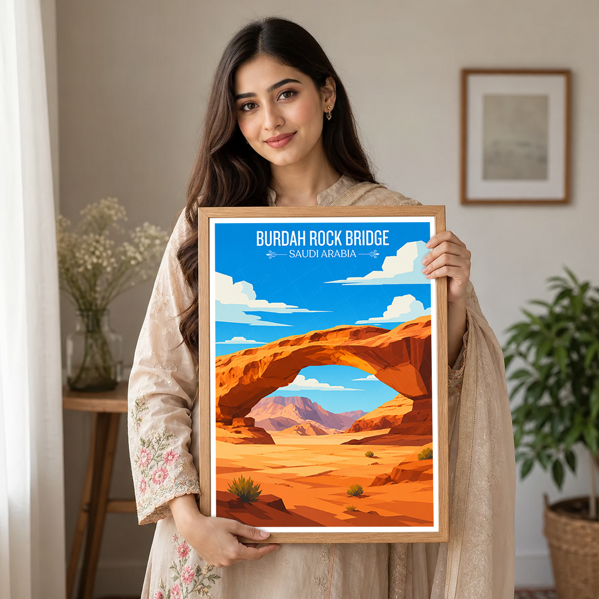 Burdah Rock Bridge - Saudi Arabia - Travel Wall Art Deco Poster Print
