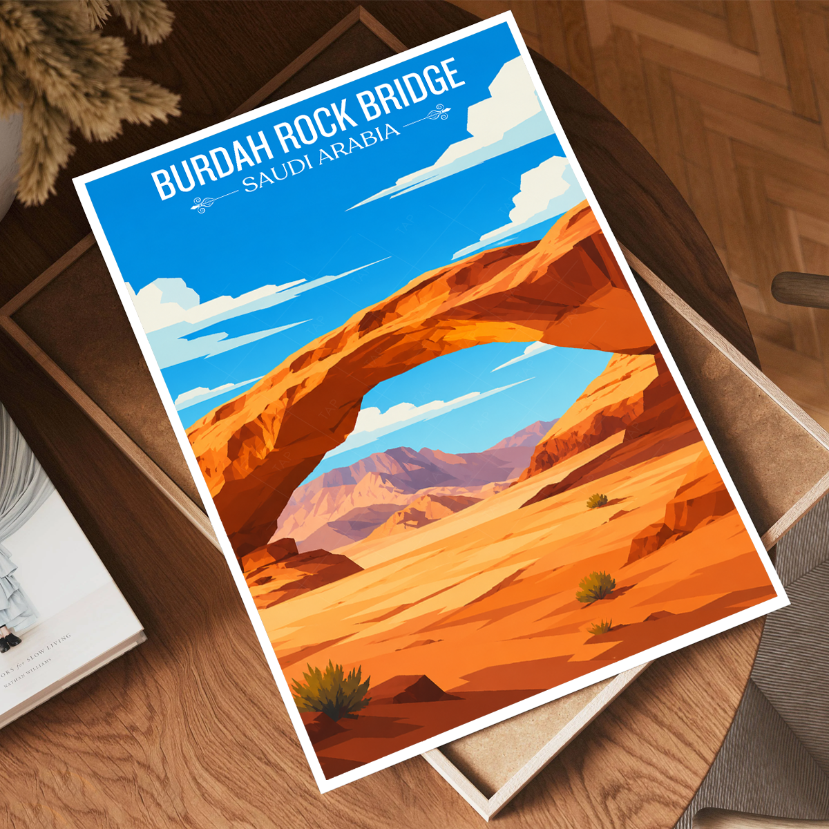 Burdah Rock Bridge - Saudi Arabia - Travel Wall Art Deco Poster Print