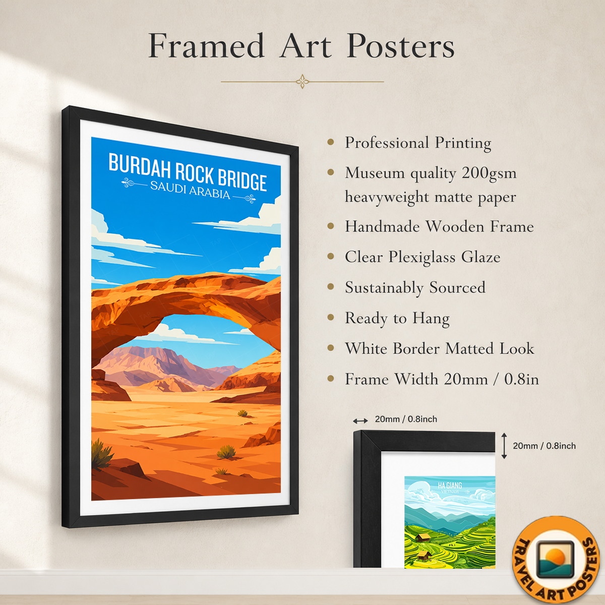Burdah Rock Bridge - Saudi Arabia - Travel Wall Art Deco Poster Print