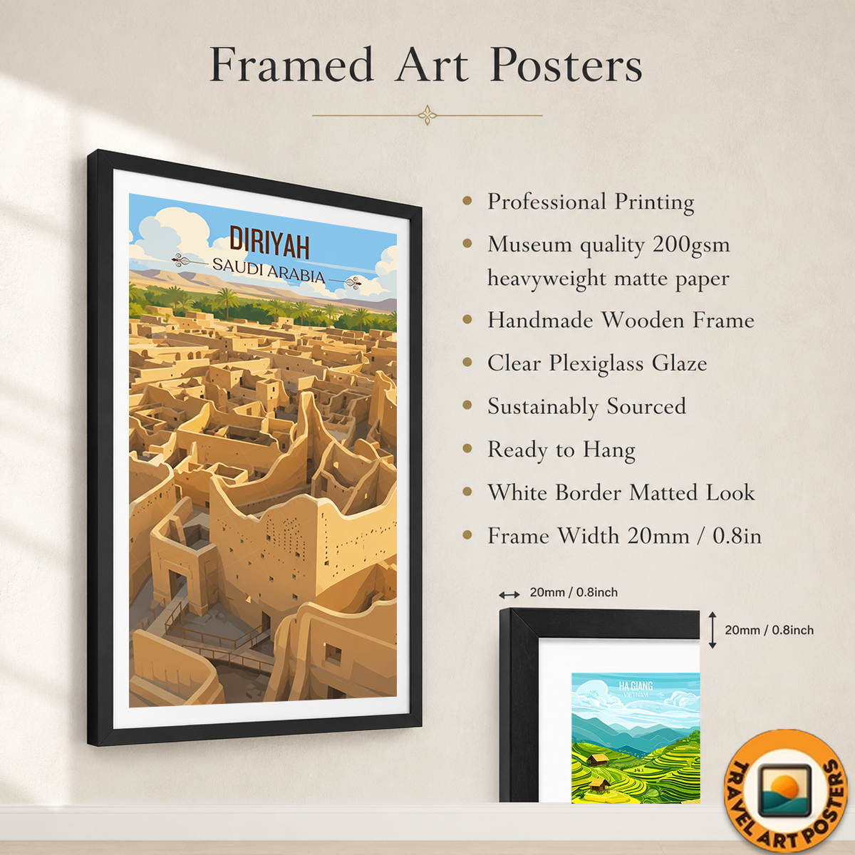Diriyah - Saudi Arabia - Travel Wall Art Deco Poster Print