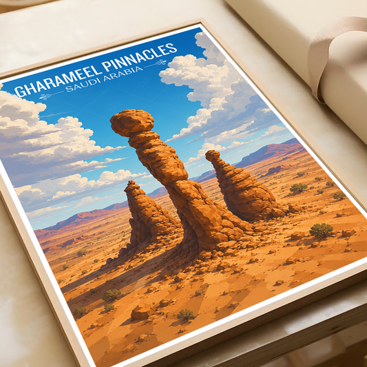 Gharameel Pinnacles - Saudi Arabia - Travel Wall Art Deco Poster Print - Art Print - Travel Art Poster