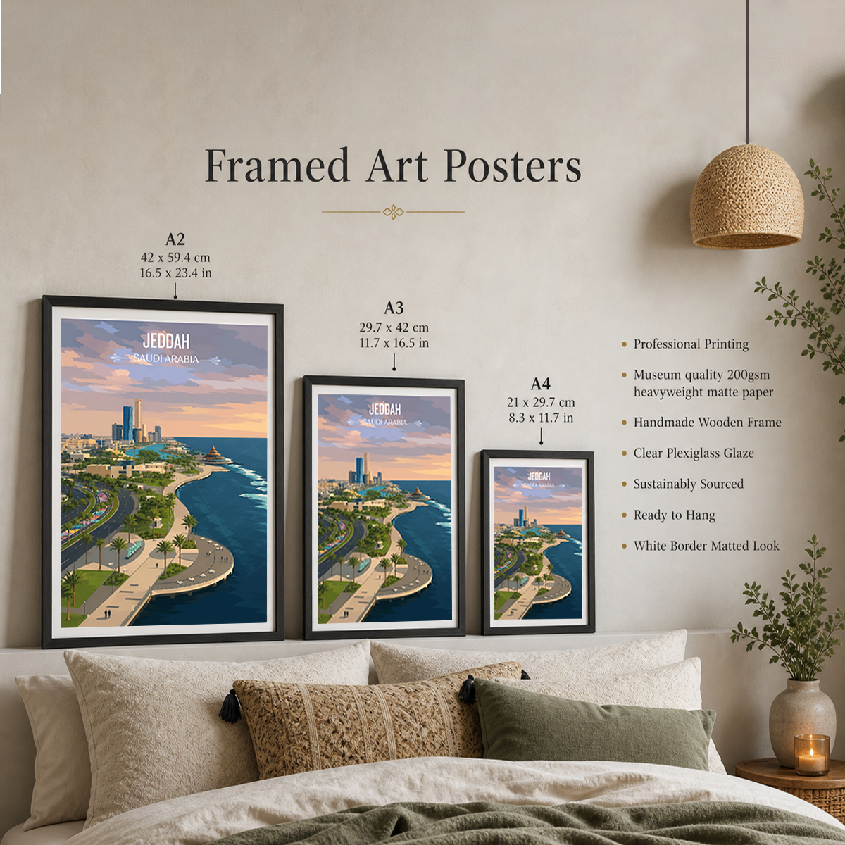 Jeddah - Saudi Arabia - Travel Wall Art Deco Poster Print