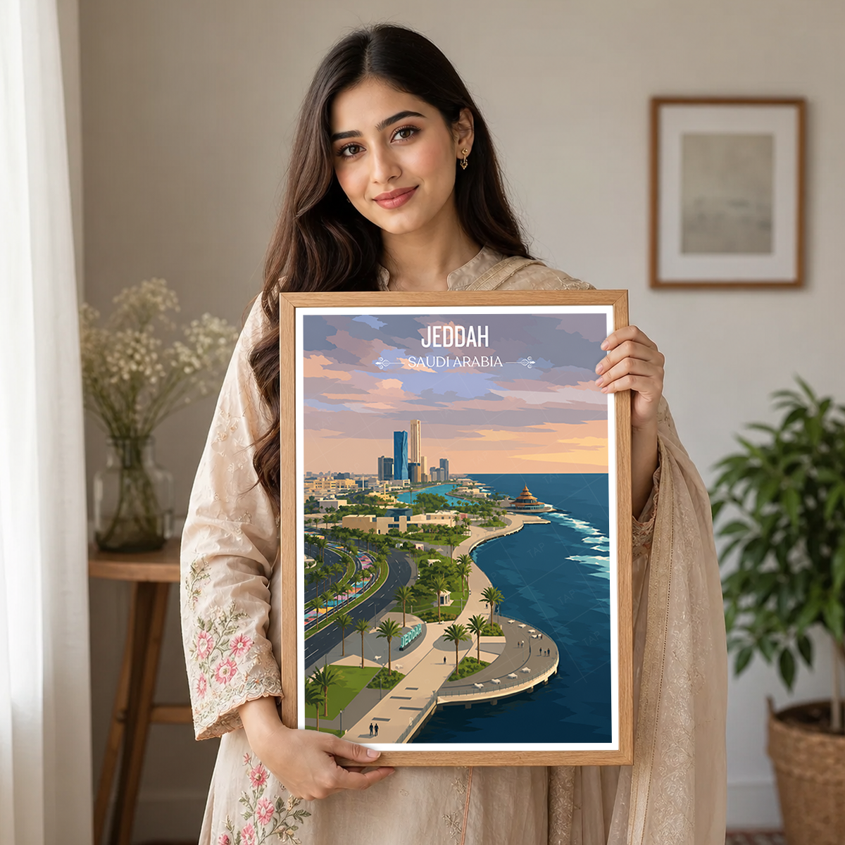 Jeddah - Saudi Arabia - Travel Wall Art Deco Poster Print