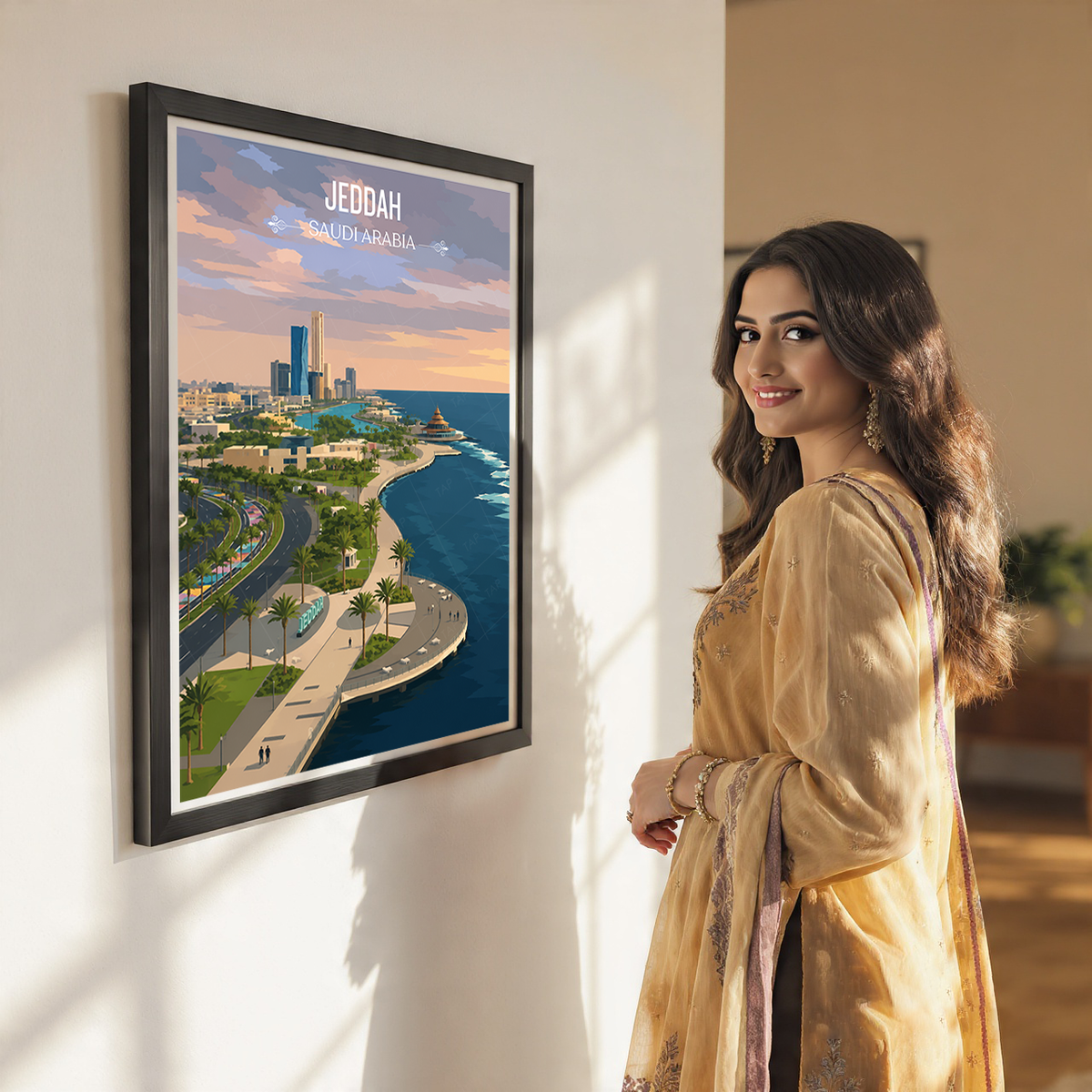Jeddah - Saudi Arabia - Travel Wall Art Deco Poster Print