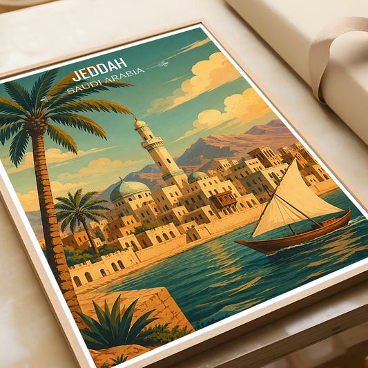 Jeddah - Saudi Arabia - Travel Wall Art Deco Poster Print - Art Print - Travel Art Poster