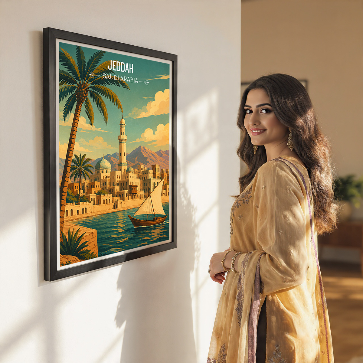 Jeddah - Saudi Arabia - Travel Wall Art Deco Poster Print