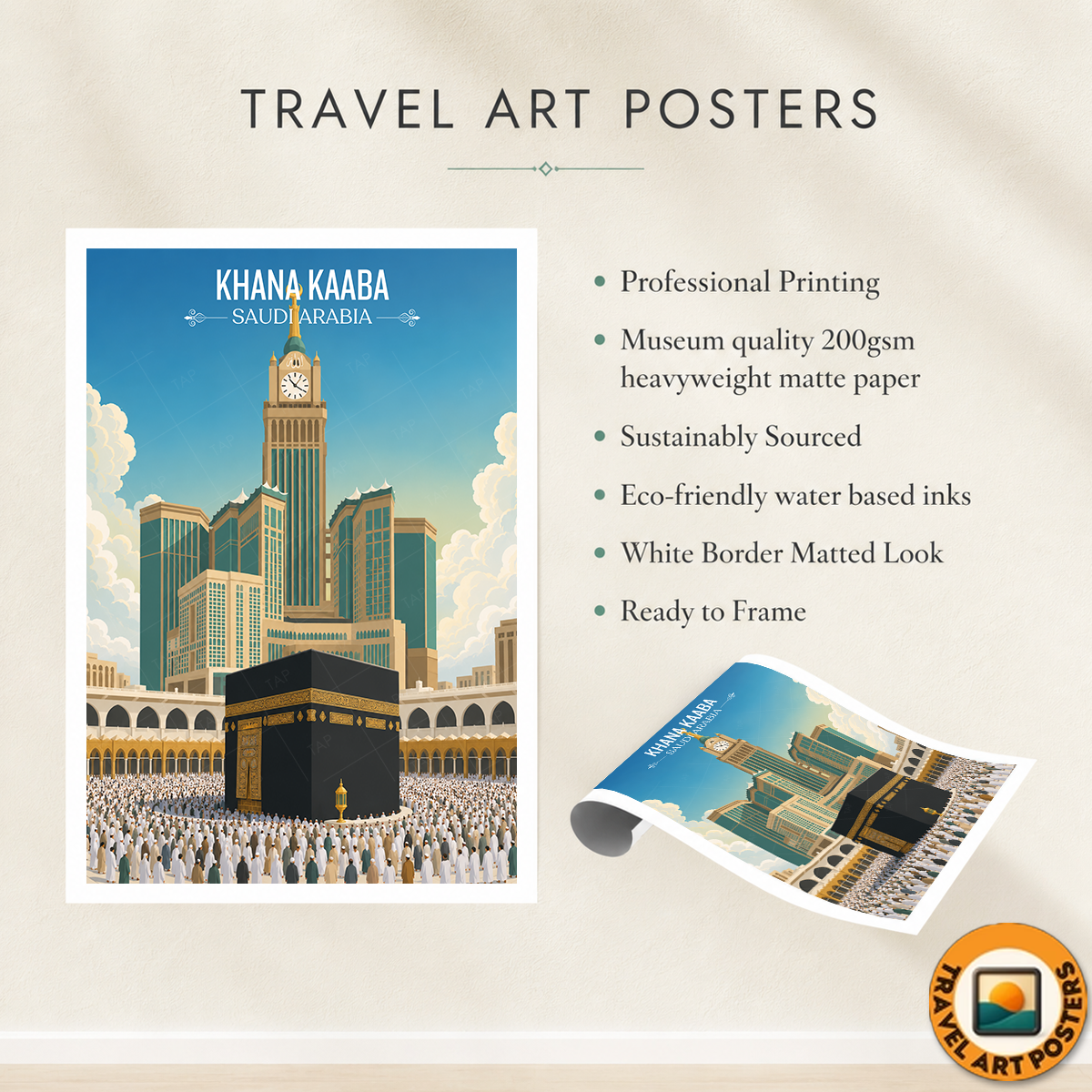 Khana Kaaba - Saudi Arabia - Travel Wall Art Deco Poster Print